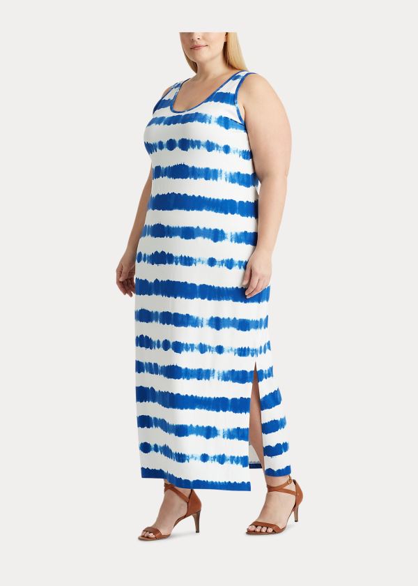 Maxi Vestidos Ralph Lauren Mujer Azules / Multicolor - Striped Cotton - DFAMC7246